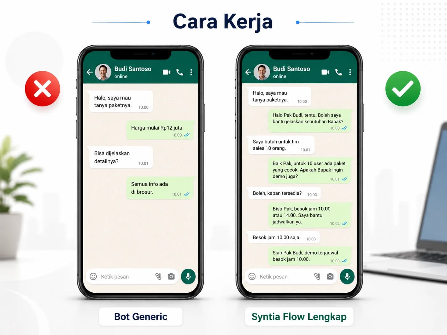 Dua phone side-by-side comparison bot vs Syntia